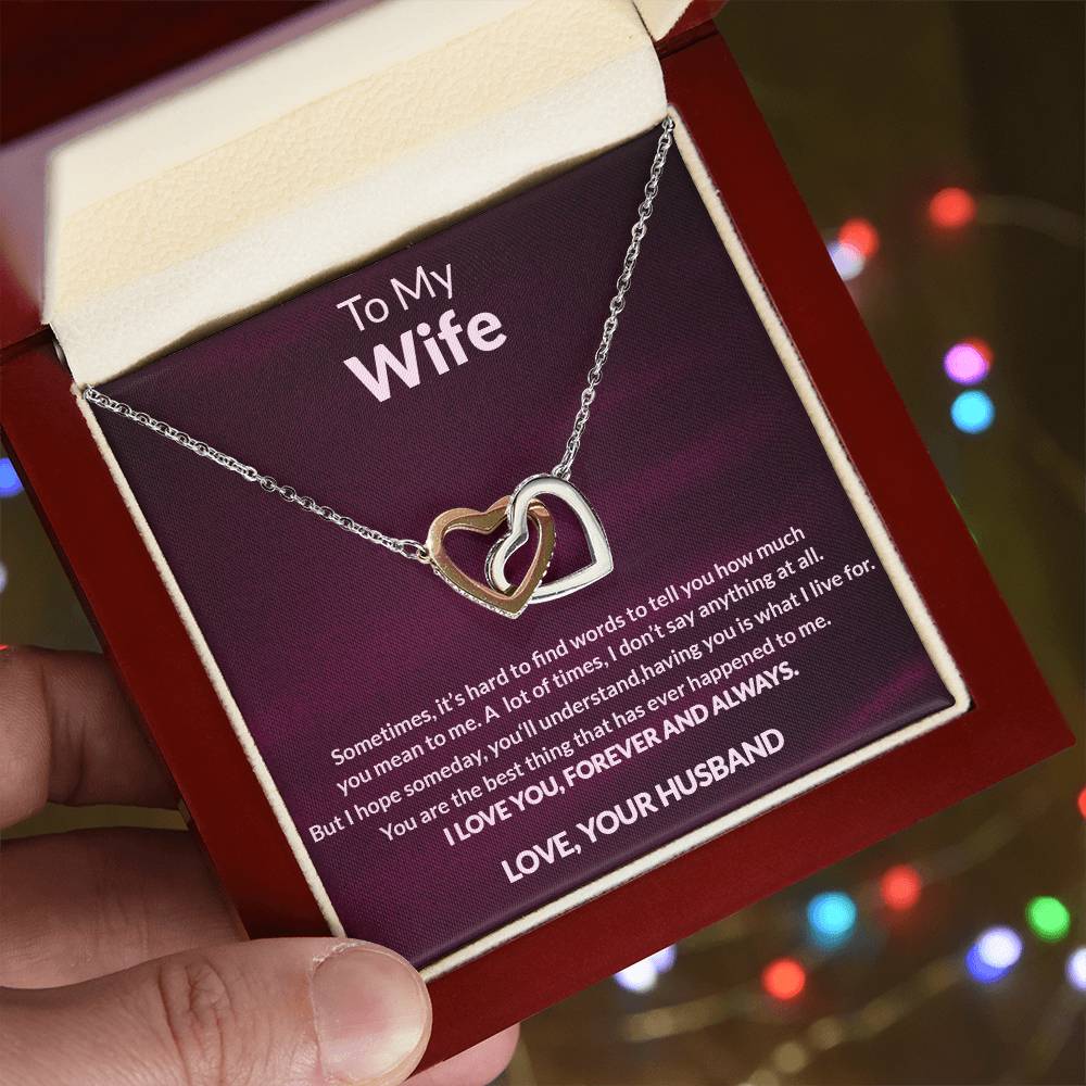 To My Wife Interlocking Heart Necklace Anniversary Gift For Wife Christmas Gift For Wife Interlocking Hearts Necklace