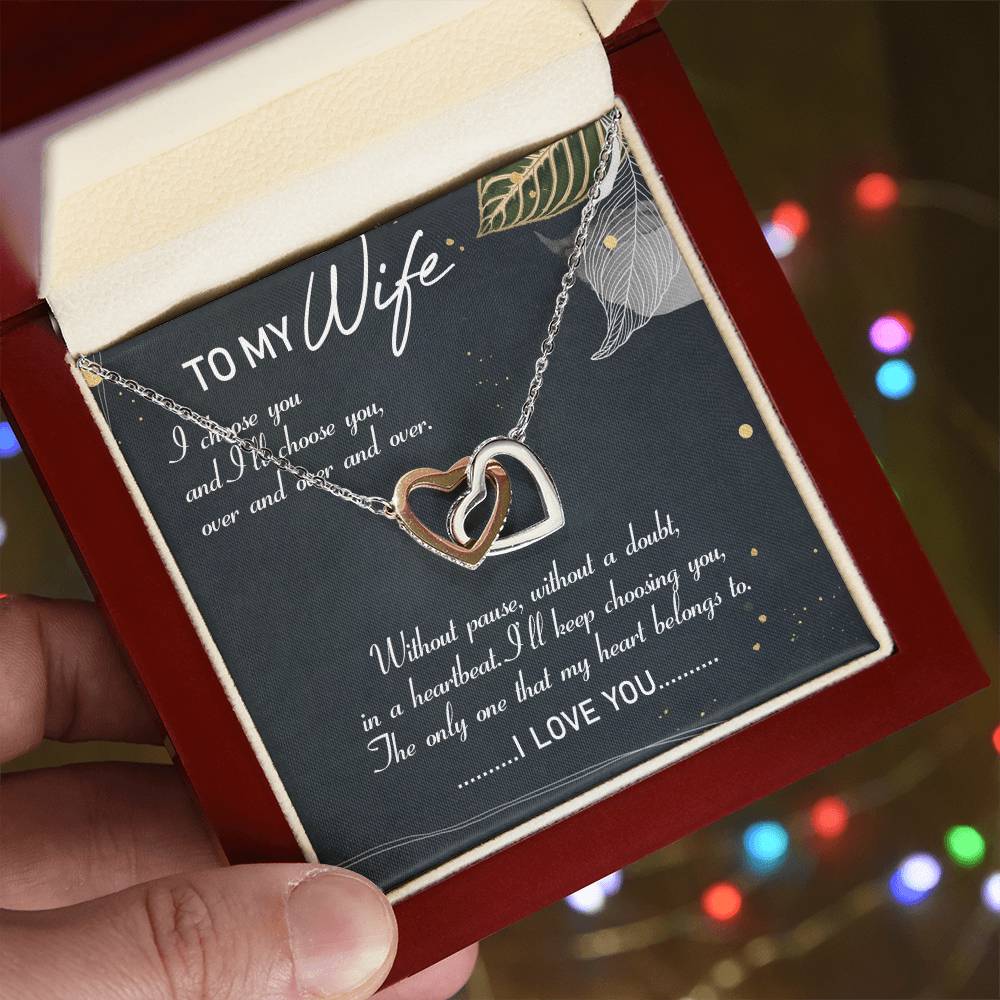 To My Wife Interlocking Hearts Necklace Message Card