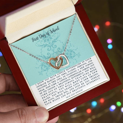 First Day Of School Interlocking Hearts Necklace