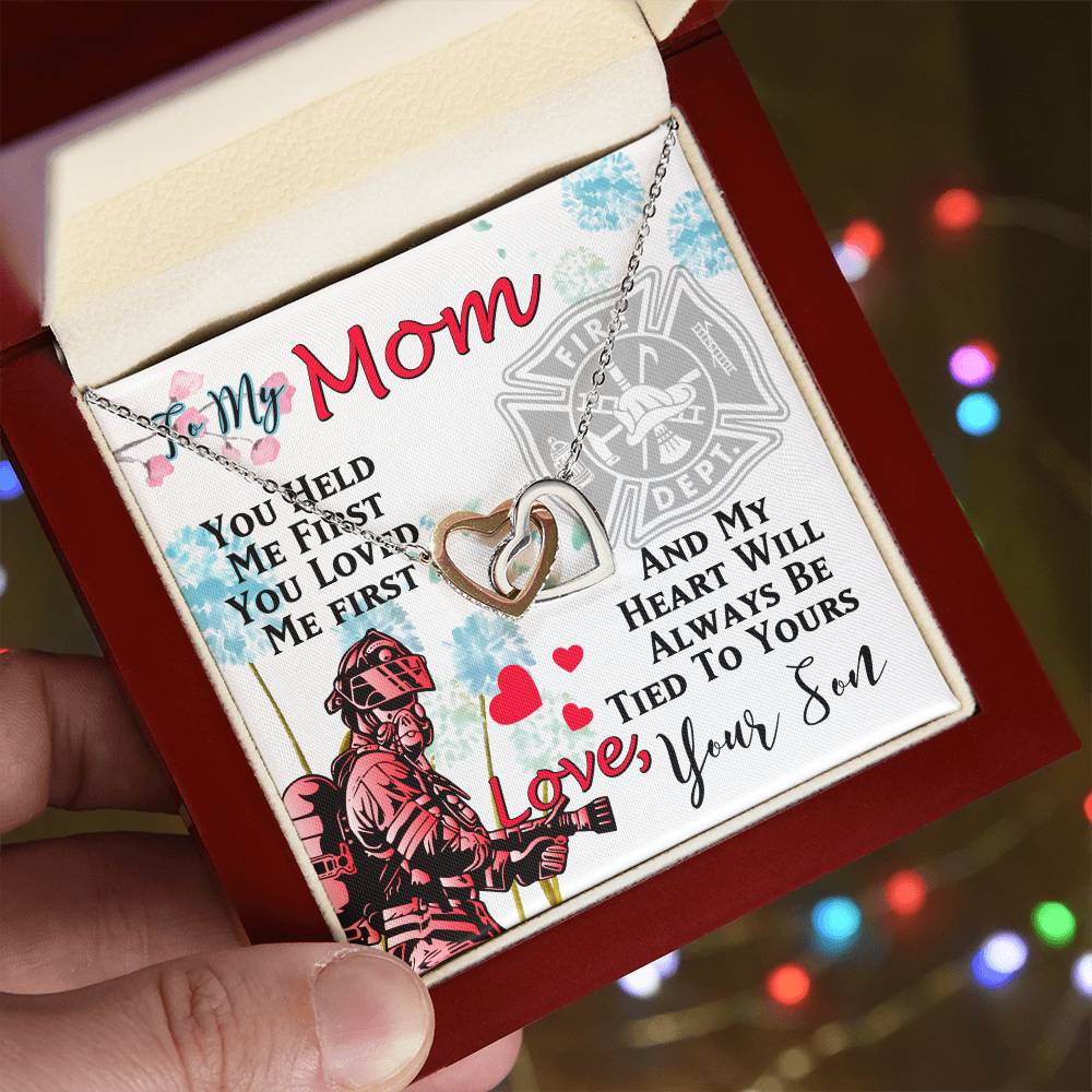 Firefighter'S Mom - Interlocking Heart Necklace Interlocking Hearts Necklace