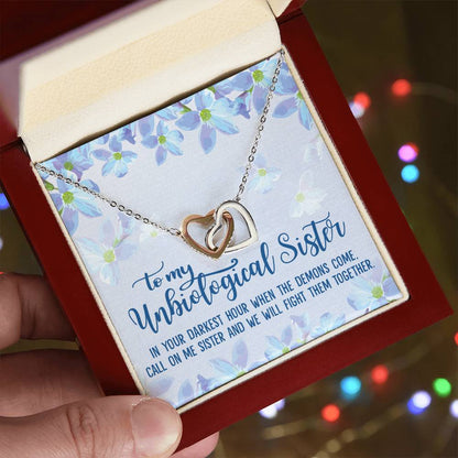 Unbiological Sister Soul Sister Big Little Sorority Sister In Law Step Sister Best Friend Gift Interlocking Hearts Necklace
