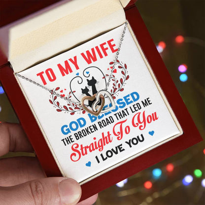 To My Wife Interlocking Hearts Necklace