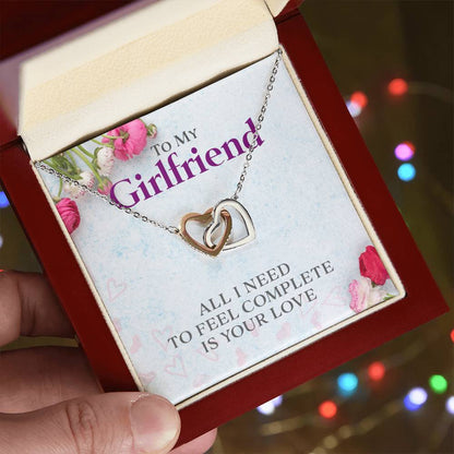 Two Hearts Necklace - All I Need Is Your Love Interlocking Hearts Necklace