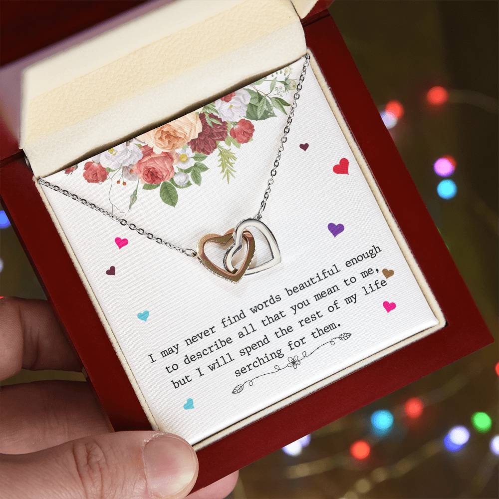 To My Wife Necklace - Anniversary Gift For Wife - Gift For Wife Interlocking Hearts Necklace