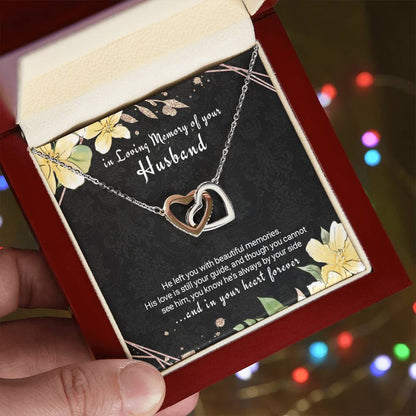 Bereavement Necklace For Loss Of Husband Sympathy Gift Interlocking Hearts Necklace
