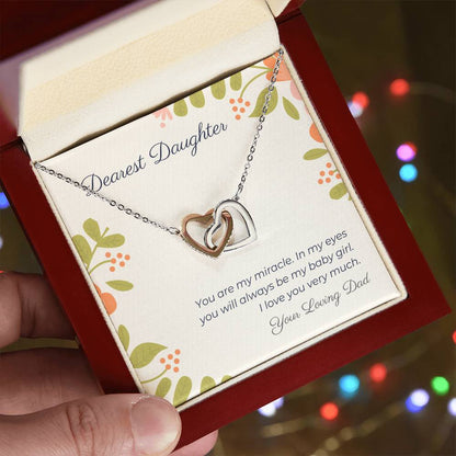 Dearest Daughter Interlocking Hearts Necklace
