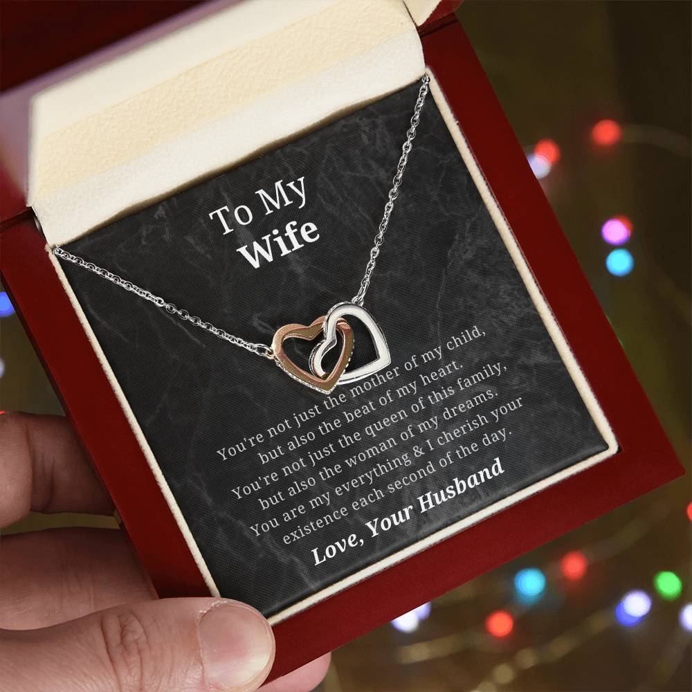 To My Wife Mother Of My Child Interlocked Hearts Necklace Interlocking Hearts Necklace