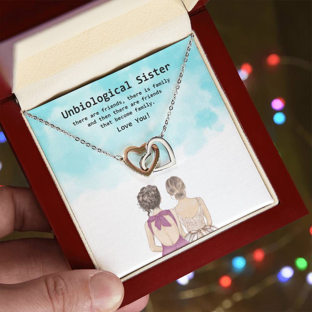 Besties Interlocked Heart Necklace With Personalized Note For Your Sister From Another Mother Interlocking Hearts Necklace
