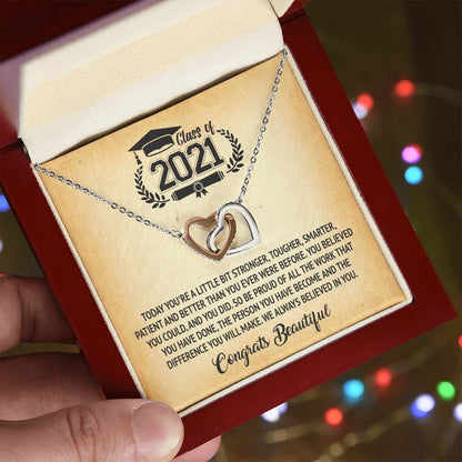 Class Of 2021 - Graduation Interlocking Necklace Interlocking Hearts Necklace