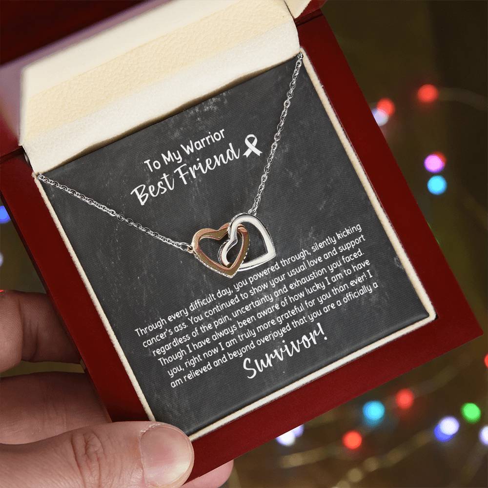 Best Friend Cancer Survivor Gift Interlocking Hearts Necklace