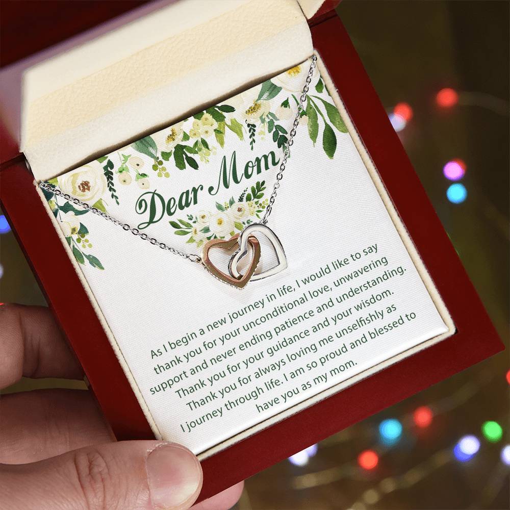 Dear Mom Interlocking Hearts Necklace Message Card