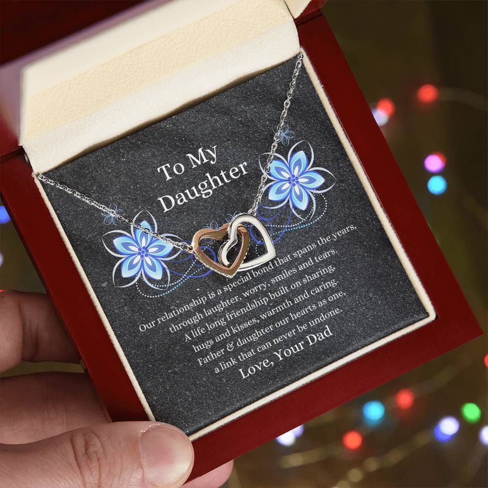 Father To Daughter Hearts As One Necklace Interlocking Hearts Necklace