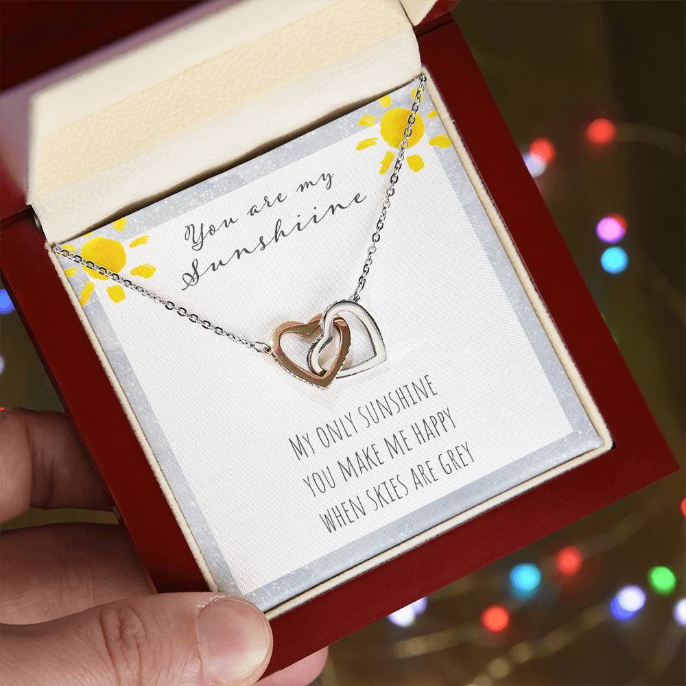 You Are My Sunshine Interlocking Hearts Necklace
