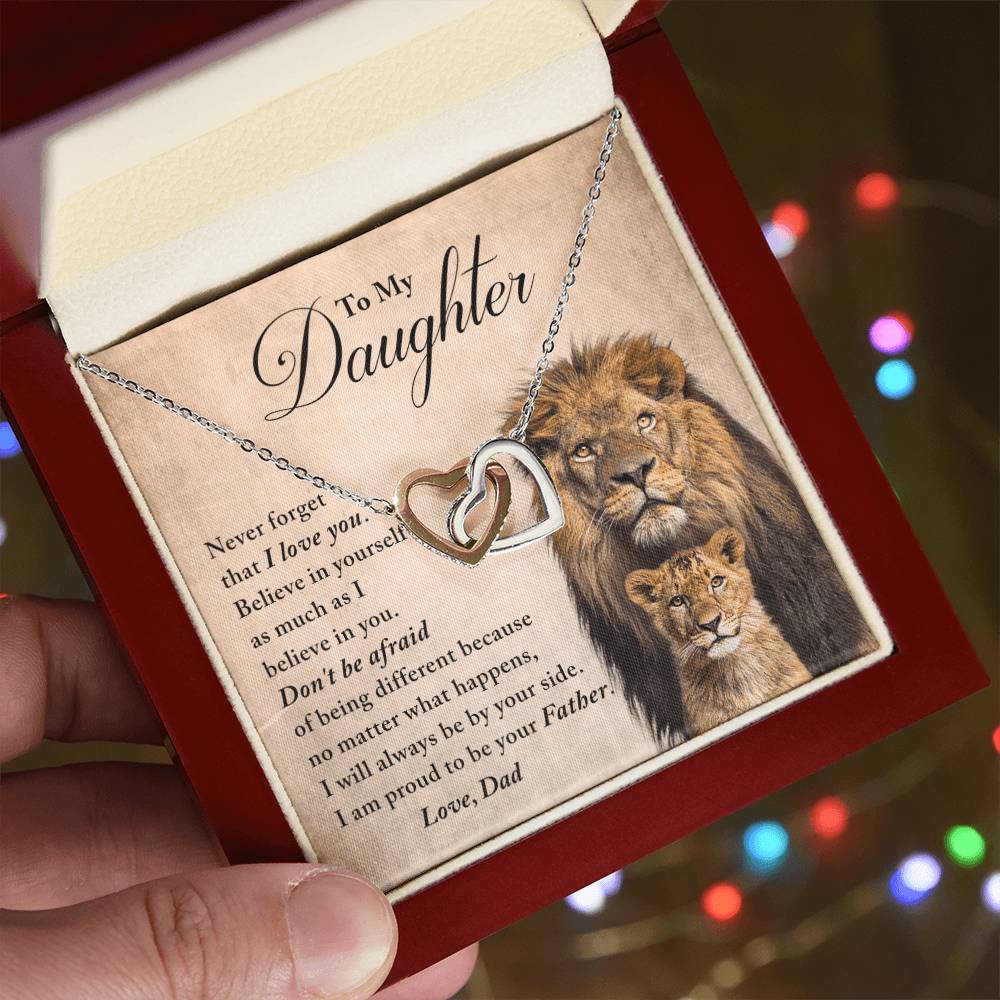 Daughter - Believe In Yourself - Necklace Interlocking Hearts Necklace