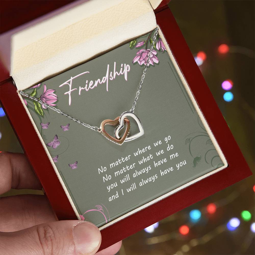 Friendship Interlocking Hearts Necklace Message Card