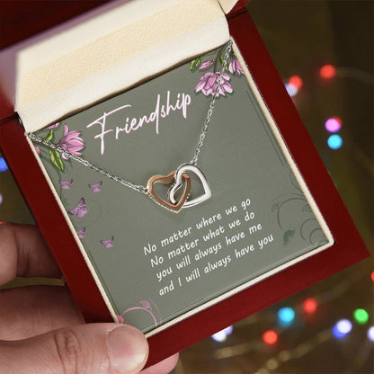 Friendship Interlocking Hearts Necklace Message Card