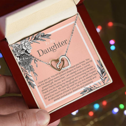Daughter Gift Interlocking Hearts Necklace