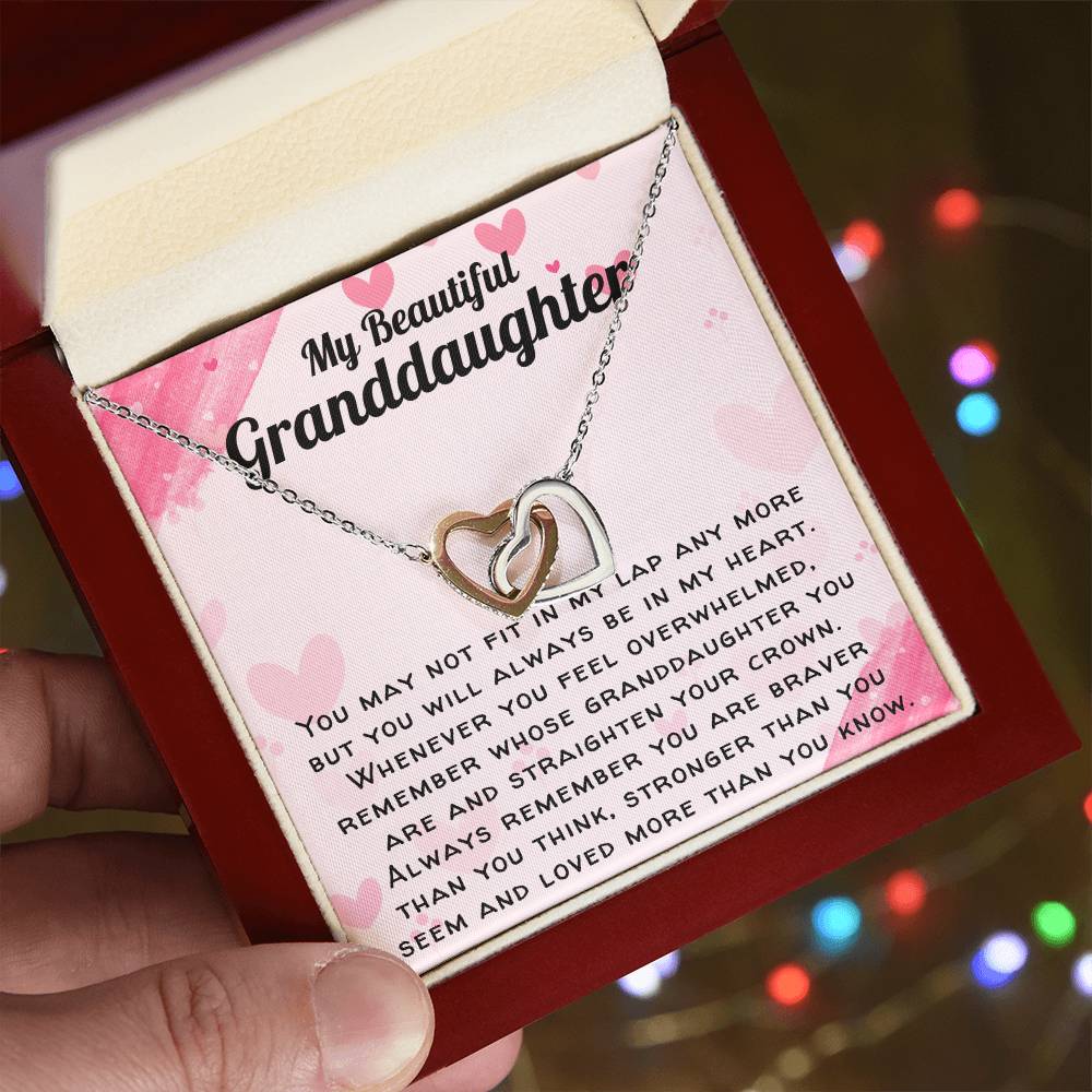 Beautiful Granddaughter Necklace - You Will Always Be In My Heart Interlocking Hearts Necklace