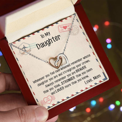 Daughter - Mom Gift Interlocking Hearts Necklace
