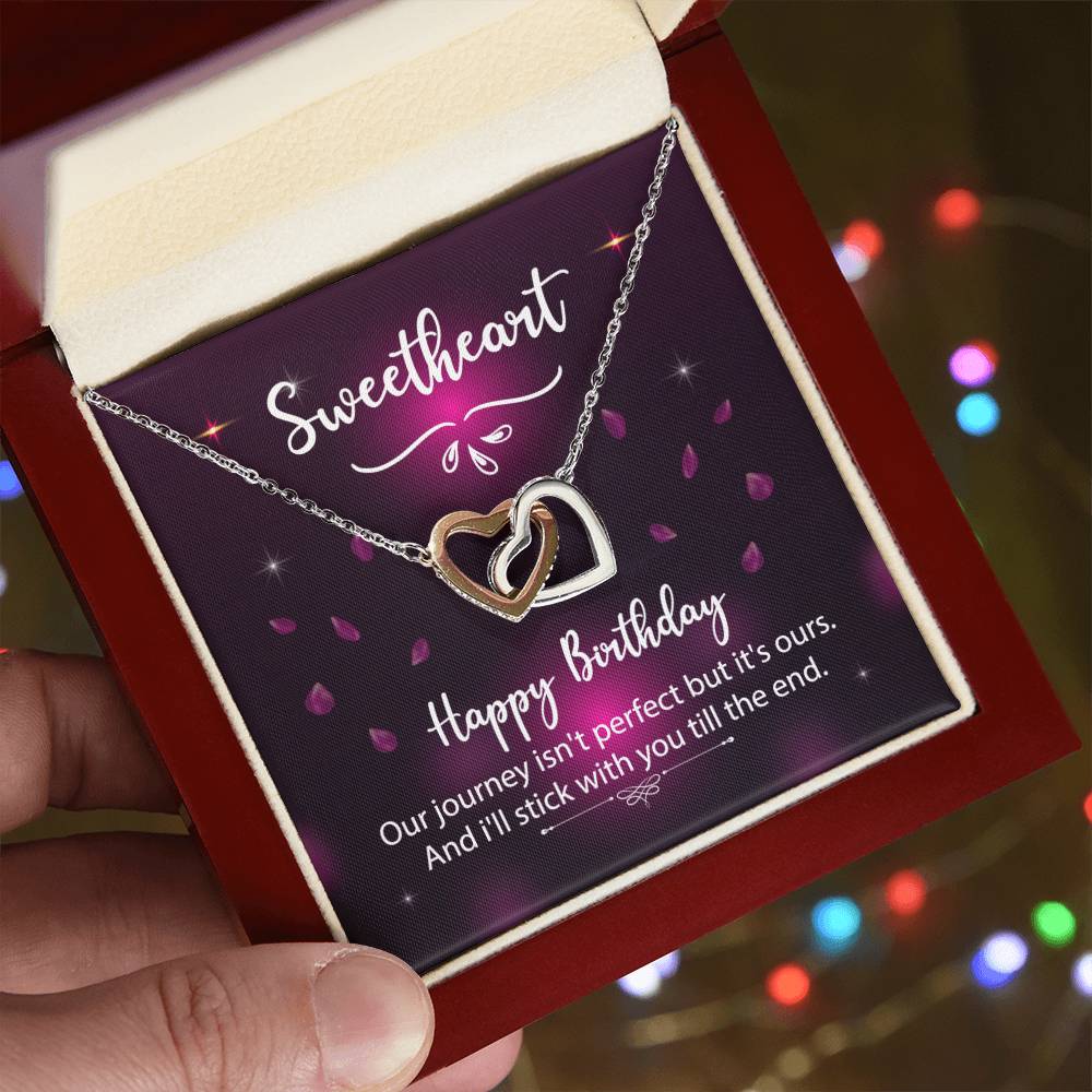 To Significant Other ? Sweetheart Happy Birthday ? Interlocking Hearts Necklace