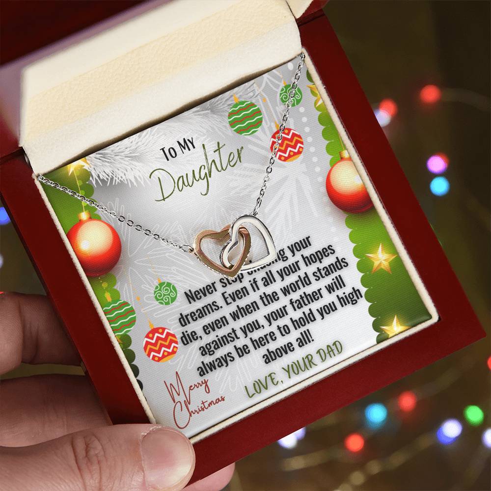 Christmas Necklace From Dad To Daughter Interlocking Hearts Necklace