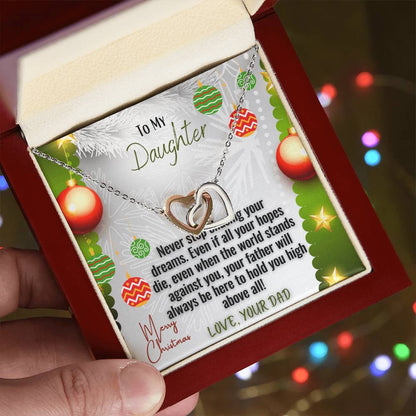 Christmas Necklace From Dad To Daughter Interlocking Hearts Necklace