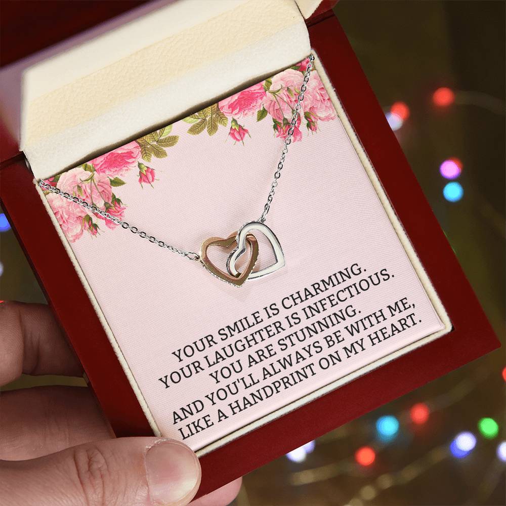 You Will Always Be With Me Interlocking Hearts Necklace