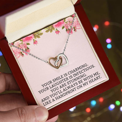 You Will Always Be With Me Interlocking Hearts Necklace