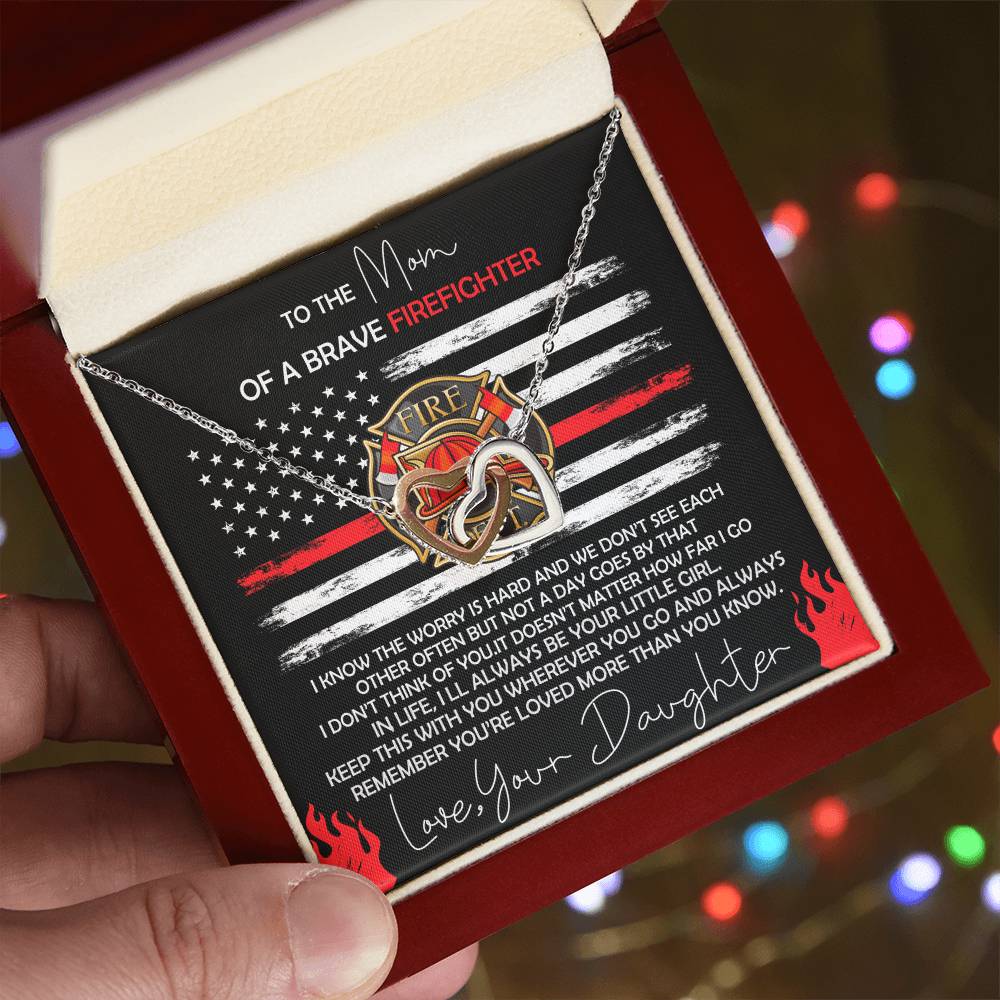 Firefighter Mom Necklace Gift From Daughter Interlocking Hearts Necklace