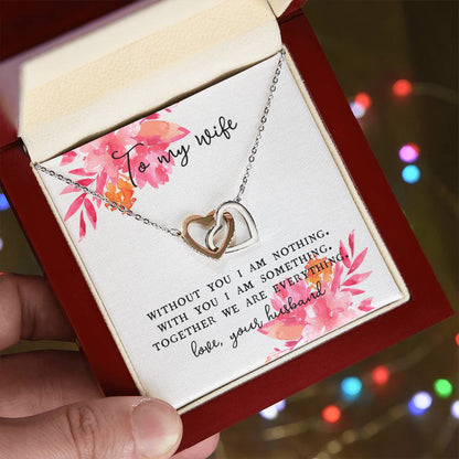 To Wife From Husband Double Hearts Necklace Love Jewelry Romantic Gift Valentine'S Day Anniversary From Spouse Interlocking Hearts Necklace