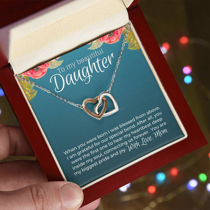 Beautiful Daughter From Mom Special Bond Necklace - Limited Edition Interlocking Hearts Necklace