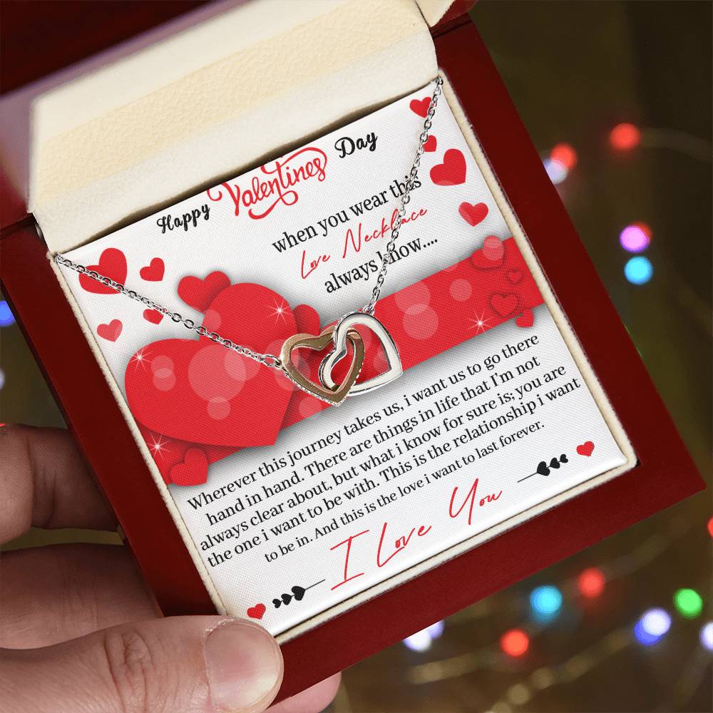 Valentines Day Love Necklace - Gift Interlocking Hearts Necklace