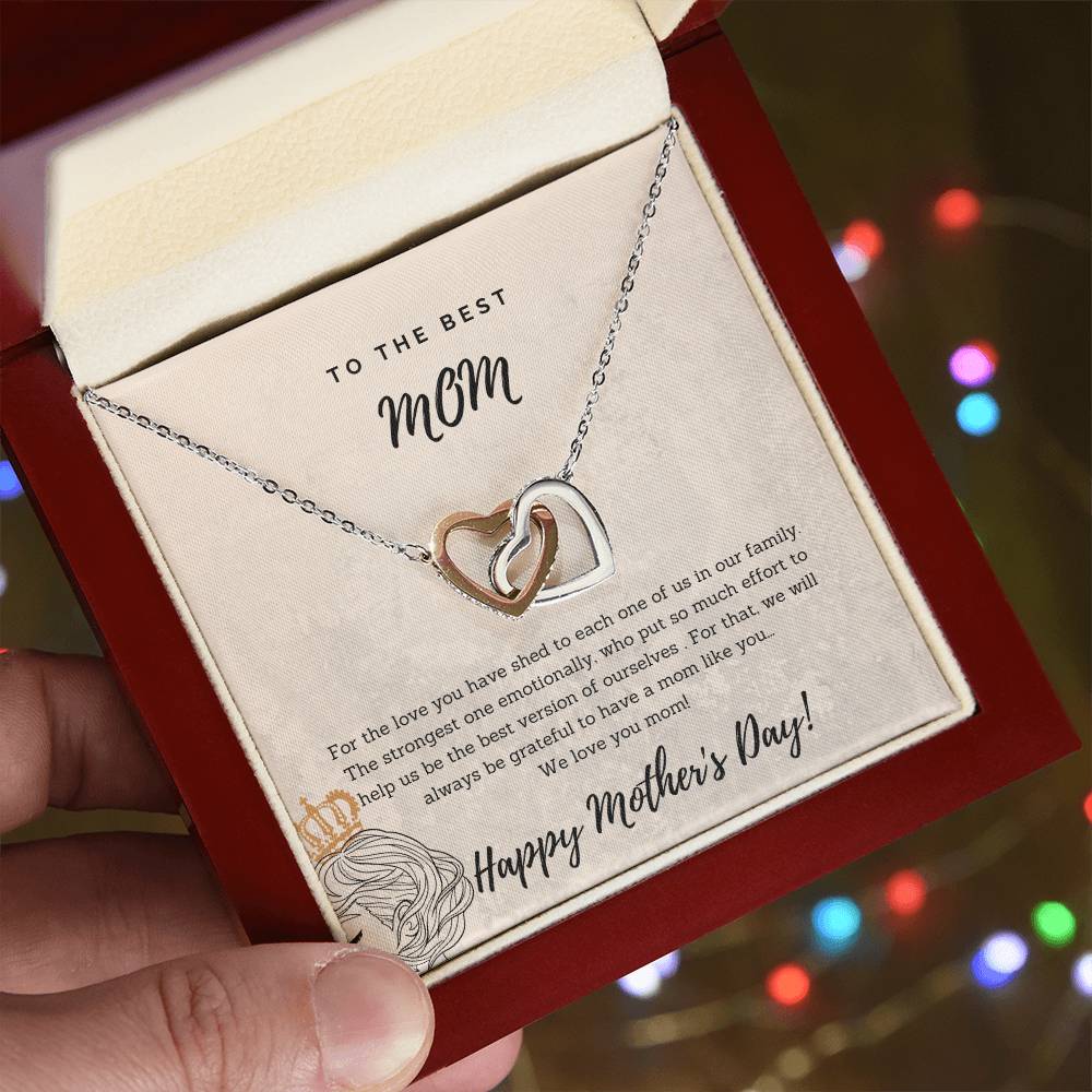 To The Best Mom Interlocking Heart Gift Necklace Interlocking Hearts Necklace