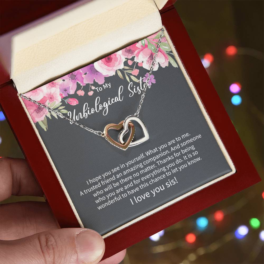 Unbiological Sister Gift Ideas Unbiological Sister Necklaces Unbiological Sister Gift From Step Brother 2021 Interlocking Hearts Necklace