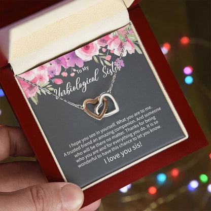 Unbiological Sister Gift Ideas Unbiological Sister Necklaces Unbiological Sister Gift From Step Brother 2021 Interlocking Hearts Necklace