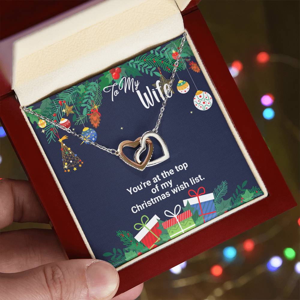 You'Re At The Top Of My Christmas Wish List Two Hearts Interlocked Together As A Symbol Of Never-Ending Love Necklace. Interlocking Hearts Necklace