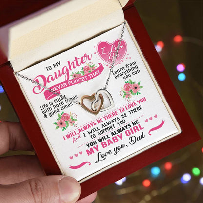 Daughter Dad Interlocking Hearts Necklace