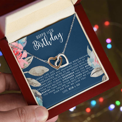 Gift For 13 Year Old Girl Gifts 13Th Birthday Girl 13Th Birthday Gift Thirteenth Birthday Necklace Teen Birthday Gift Official Teenager Interlocking Hearts Necklace