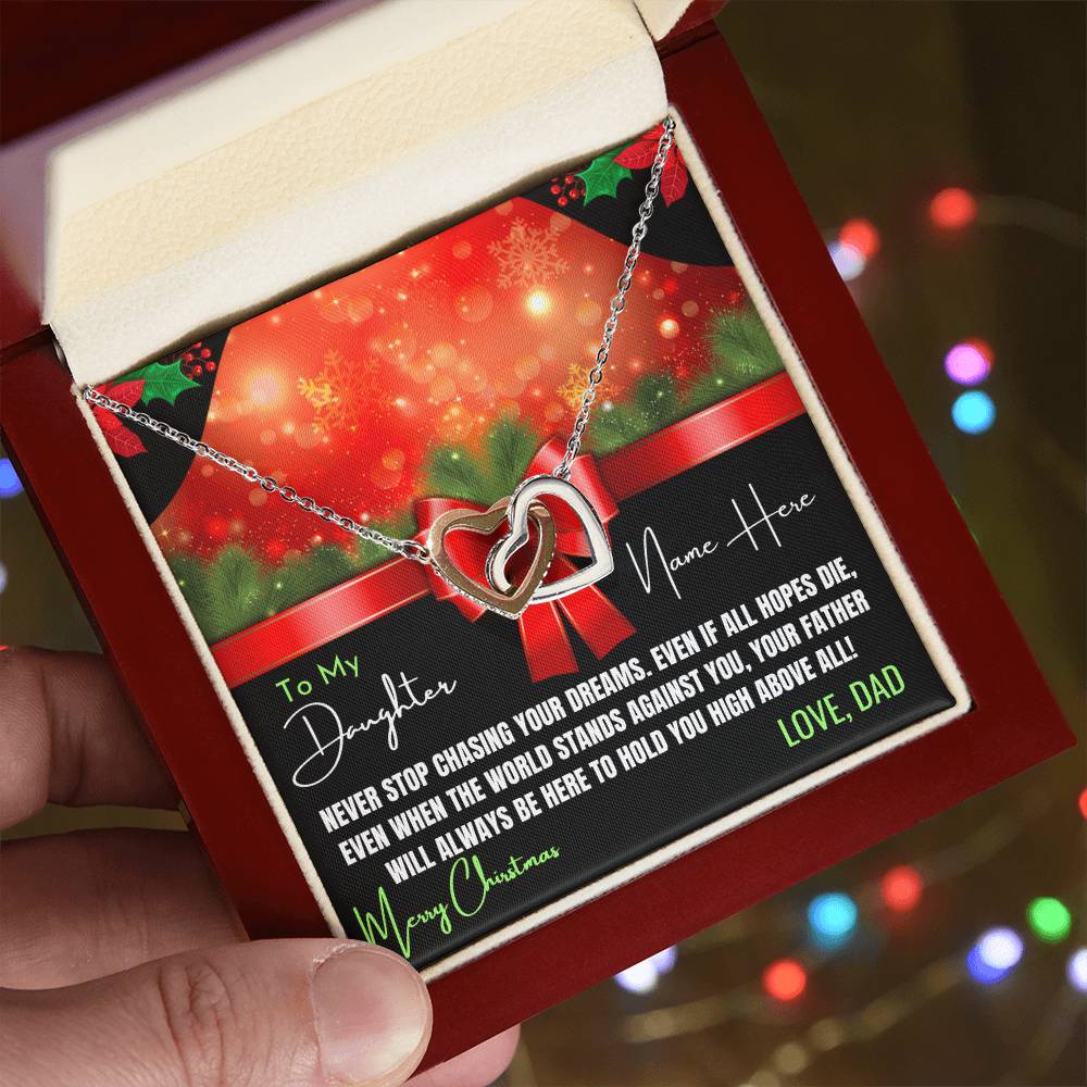 Artistic Christmas Necklace For Daughter Personalized Interlocking Hearts Necklace