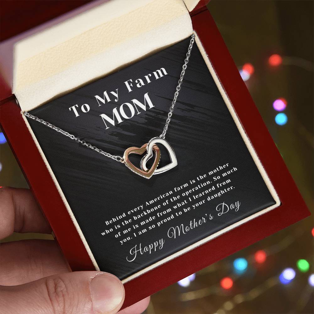 Farm Mom - Interlocking Hearts - Mother'S Day Interlocking Hearts Necklace