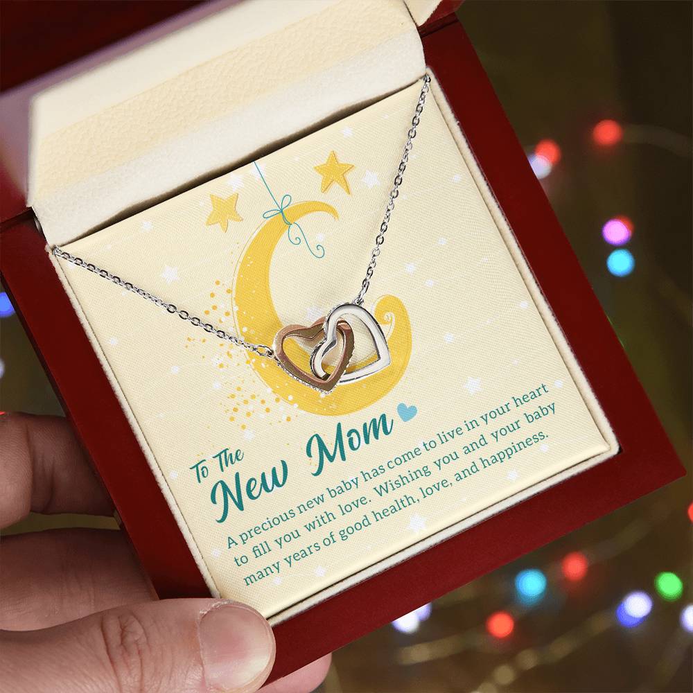 To The New Mom A Precious New Baby Interlocking Hearts Necklace