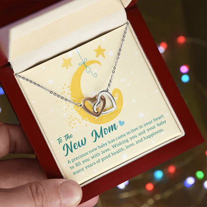 To The New Mom A Precious New Baby Interlocking Hearts Necklace