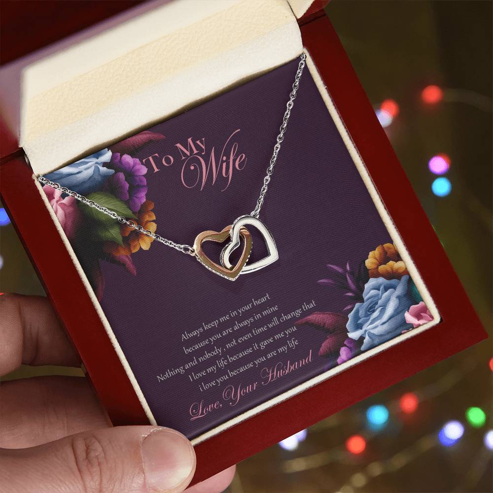 To My Wife Necklace Gift Set Interlocking Hearts Necklace