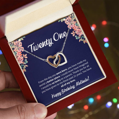 Twenty One Birthday All Of My Love Interlocked Hearts Necklace Interlocking Hearts Necklace