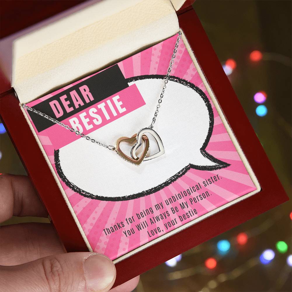Dear Bestie Heart Necklace Interlocked Interlocking Hearts Necklace