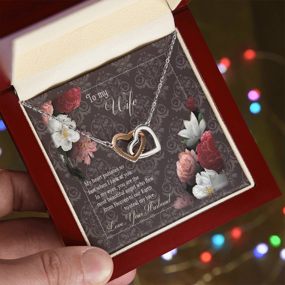 To My Wife Interlocking Hearts Necklace