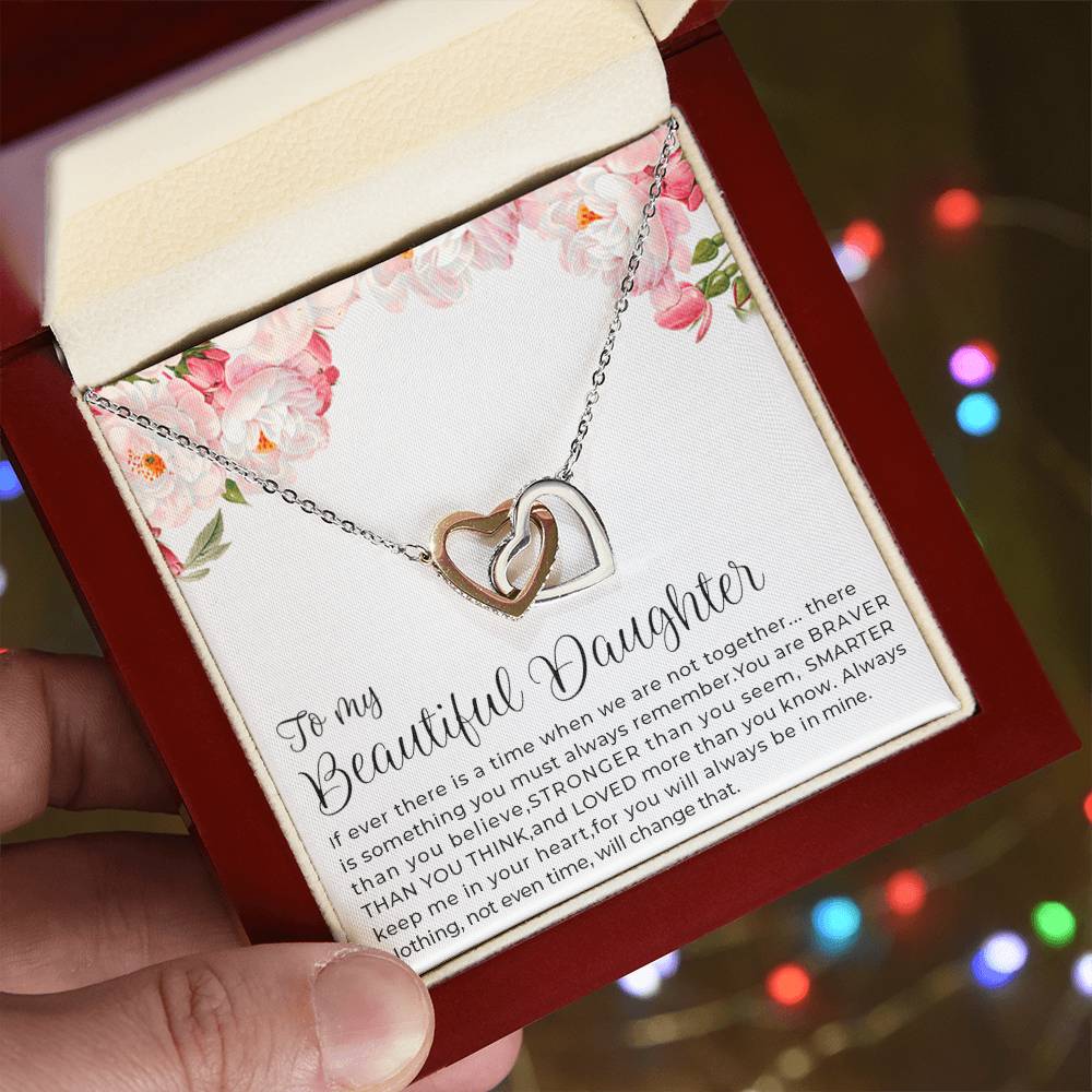 Best Gift For Daughter Interlocking Hearts Necklace With On Demand Message Card