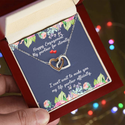 Engagement Gift For Fiancée Interlocking Hearts Necklace