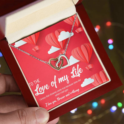 To The Love Of My Life To The Love Of My Life Necklace To My Wife Necklace Girlfriend Necklace Personalized Girlfriend Necklace Gift Interlocking Hearts Necklace