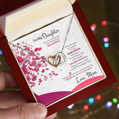 A Bond That Can Never Be Undone - Interlocking Hearts Necklace Gift For Daughter From Mom